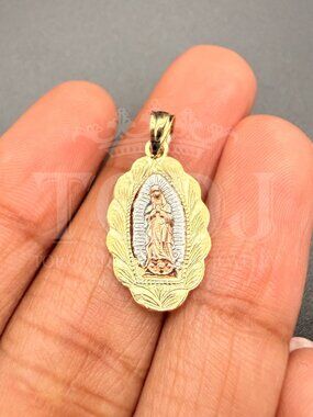 14K Tri Color Gold Our Lady of Guadalupe Pendant